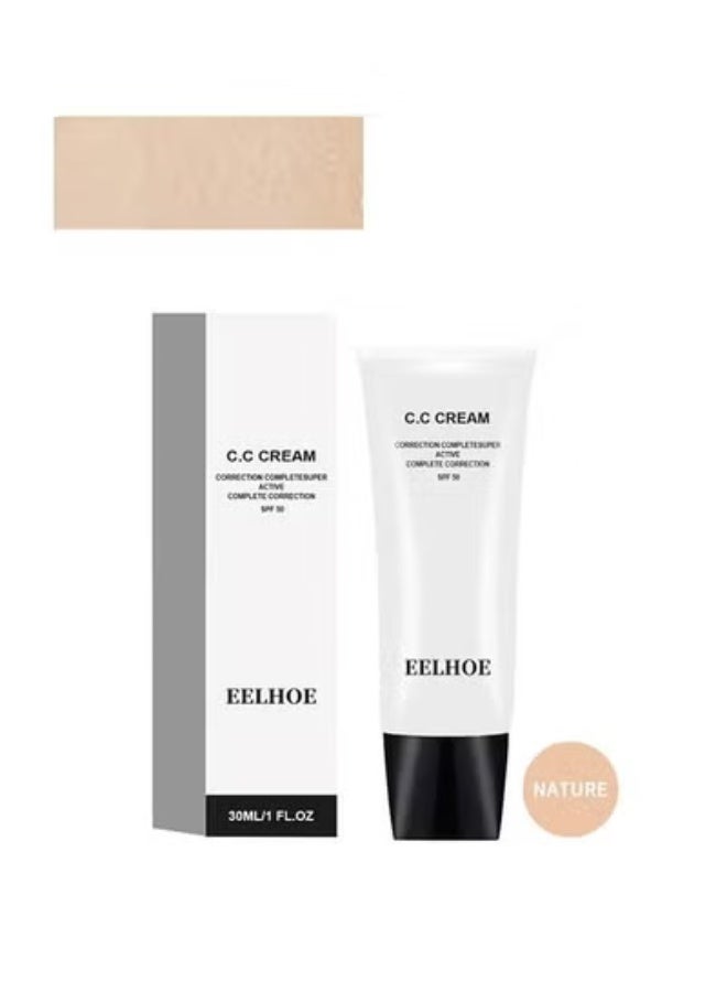 EELHOE CC Cream SPF 50-CC Cream Self Adjusting For Mature Skin, Colour Correcting Face Sunscreen And Foundation, Pre-Makeup Primer Moisturizing Skin Concealer (#Warm Color)) - Image 2
